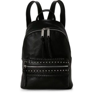 studded black leather backpack